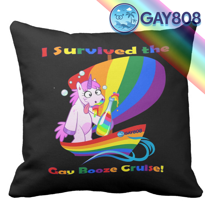 "I Survived the Gay Booze Cruise!" Throw Pillow