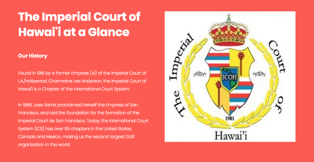 ICOH 6PM The Imperial Court of Hawaii’s San Francisco Party Hula’s Bar & Lei Stand